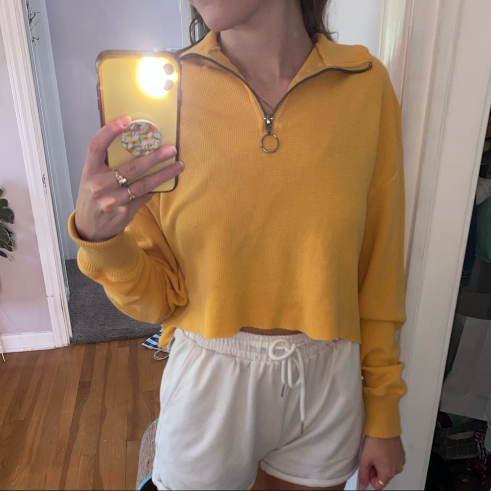 Yellow Hollister quarter zip